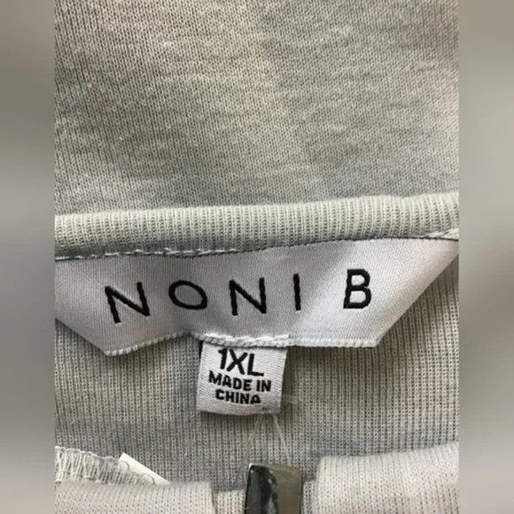 NONI B Womenwear Blouse Grey Size 1XL Roundneck Shortsleeves Comfy Cropped Tops - Picture 3 of 3